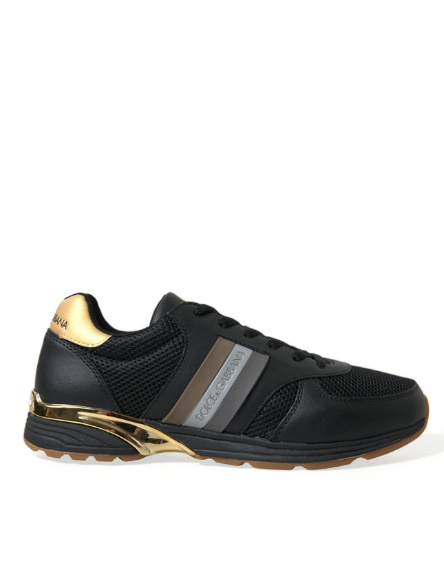 Dolce & Gabbana Black Leather Low Top Sneakers Shoes - Ellie Belle