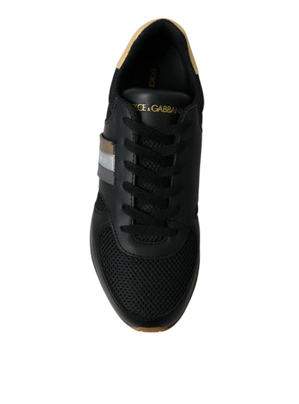 Dolce & Gabbana Black Leather Low Top Sneakers Shoes - Ellie Belle