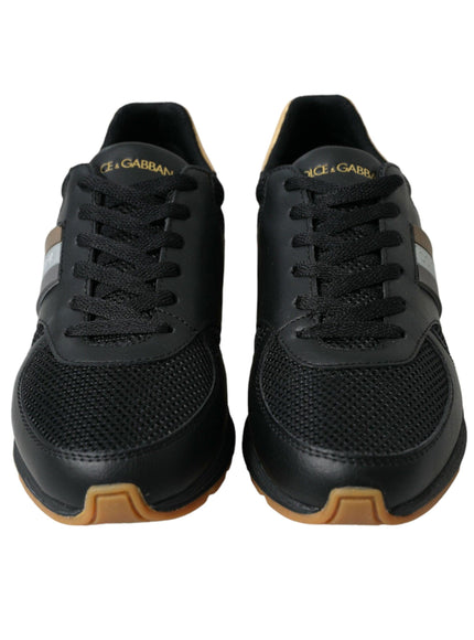 Dolce & Gabbana Black Leather Low Top Sneakers Shoes - Ellie Belle