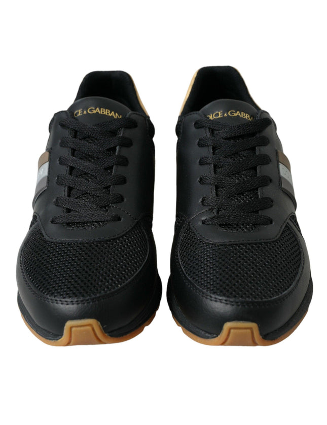 Dolce & Gabbana Black Leather Low Top Sneakers Shoes - Ellie Belle