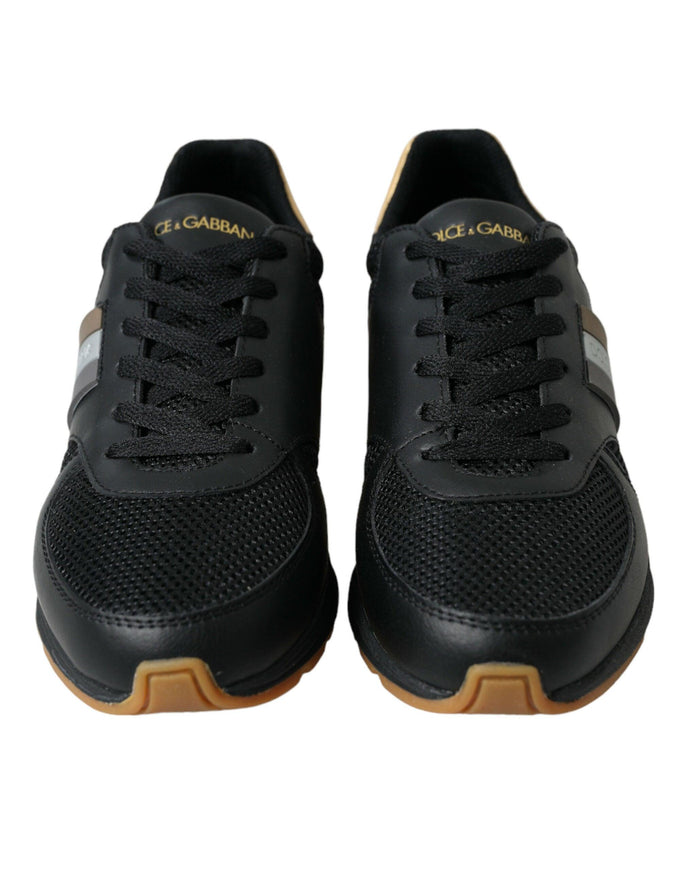 Dolce & Gabbana Black Leather Low Top Sneakers Shoes - Ellie Belle