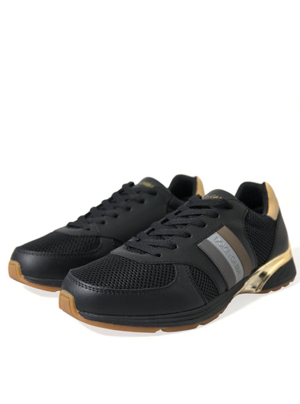 Dolce & Gabbana Black Leather Low Top Sneakers Shoes - Ellie Belle