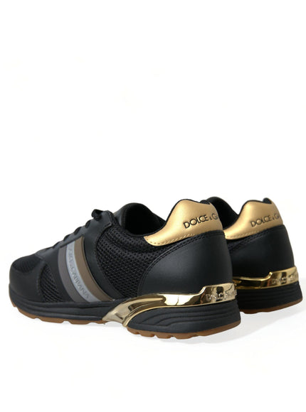 Dolce & Gabbana Black Leather Low Top Sneakers Shoes - Ellie Belle