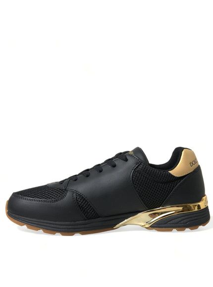 Dolce & Gabbana Black Leather Low Top Sneakers Shoes - Ellie Belle