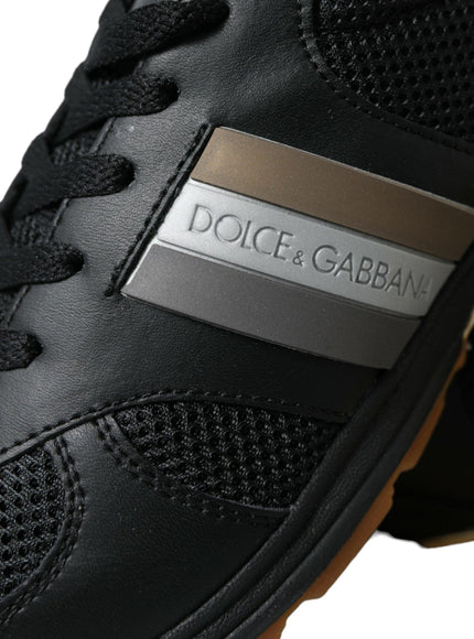 Dolce & Gabbana Black Leather Low Top Sneakers Shoes - Ellie Belle