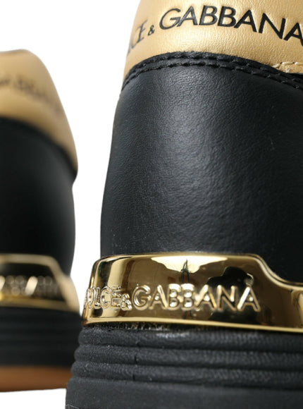 Dolce & Gabbana Black Leather Low Top Sneakers Shoes - Ellie Belle