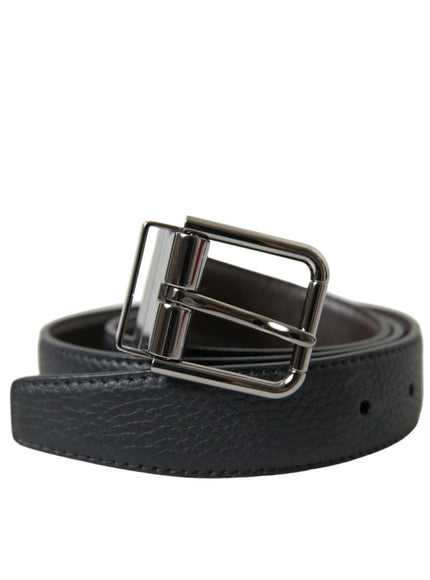 Dolce & Gabbana Black Leather Metal Buckle Men Belt - Ellie Belle