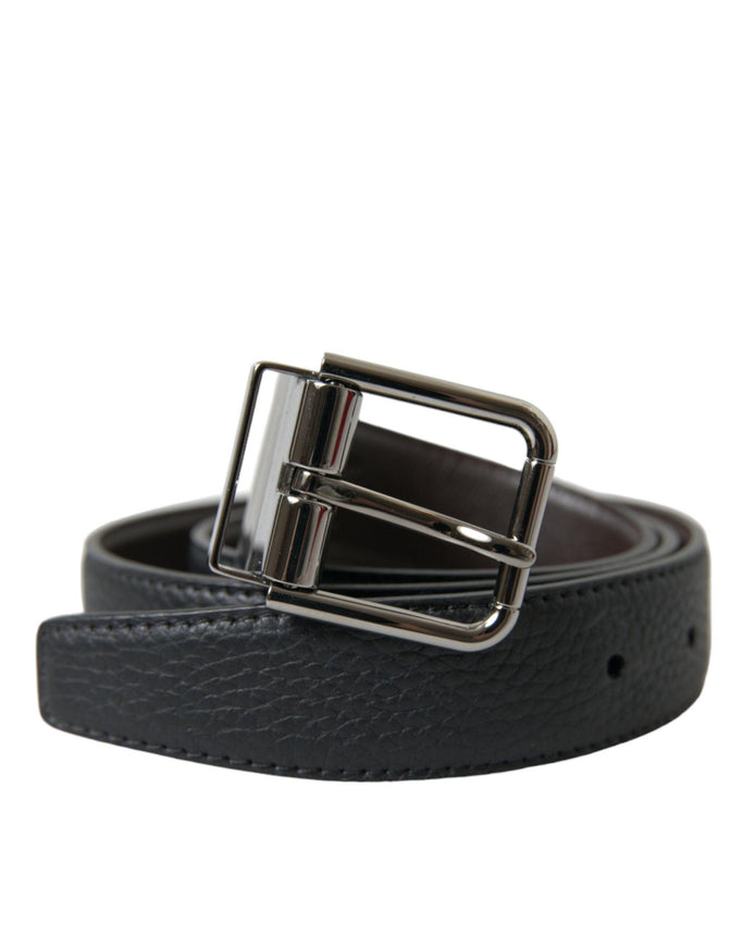 Dolce & Gabbana Black Leather Metal Buckle Men Belt - Ellie Belle