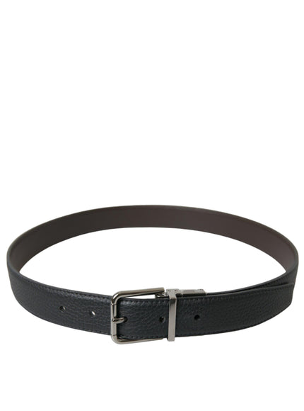 Dolce & Gabbana Black Leather Metal Buckle Men Belt - Ellie Belle