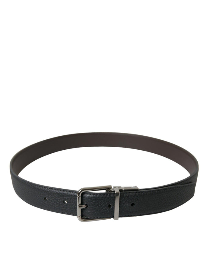 Dolce & Gabbana Black Leather Metal Buckle Men Belt - Ellie Belle