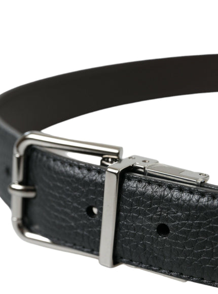 Dolce & Gabbana Black Leather Metal Buckle Men Belt - Ellie Belle