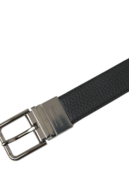 Dolce & Gabbana Black Leather Metal Buckle Men Belt - Ellie Belle