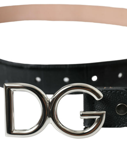 Dolce & Gabbana Black Leather Silver Logo Metal Buckle Belt - Ellie Belle