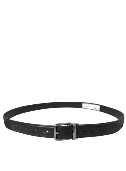 Dolce & Gabbana Black Leather Silver Metal Buckle Belt - Ellie Belle