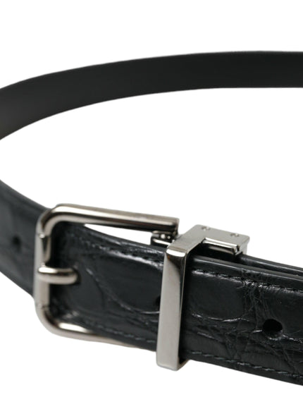 Dolce & Gabbana Black Leather Silver Metal Buckle Belt - Ellie Belle