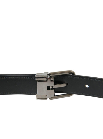 Dolce & Gabbana Black Leather Silver Metal Buckle Belt - Ellie Belle