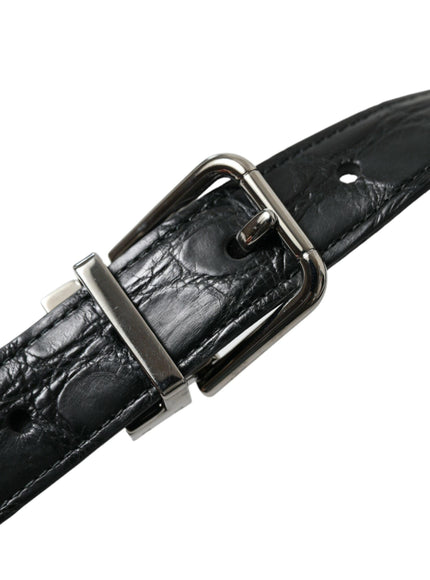Dolce & Gabbana Black Leather Silver Metal Buckle Belt - Ellie Belle