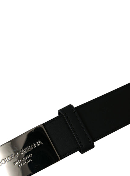 Dolce & Gabbana Black Leather Silver Metal Buckle Men Belt - Ellie Belle