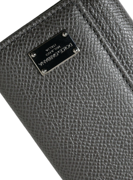 Dolce & Gabbana Black Leather Silver Metal Logo Plaque Trifold Keyring - Ellie Belle