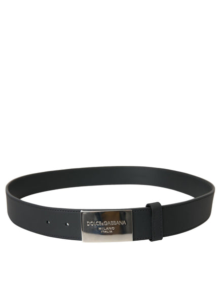 Dolce & Gabbana Black Leather Square Buckle Belt Men - Ellie Belle