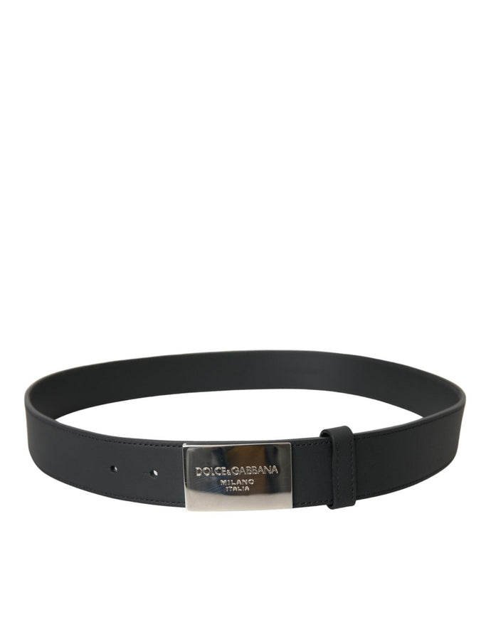 Dolce & Gabbana Black Leather Square Buckle Belt Men - Ellie Belle