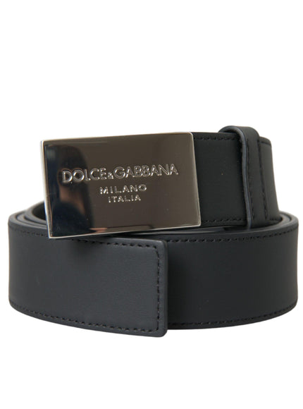 Dolce & Gabbana Black Leather Square Buckle Belt Men - Ellie Belle