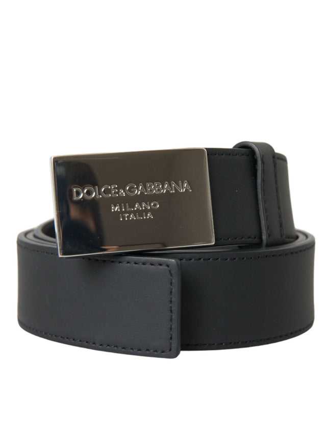 Dolce & Gabbana Black Leather Square Buckle Belt Men - Ellie Belle