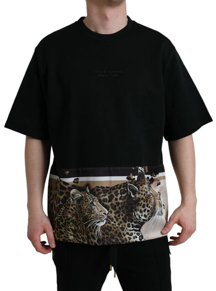 Dolce & Gabbana Black Leopard Print Crew Neck T-Shirt - Ellie Belle