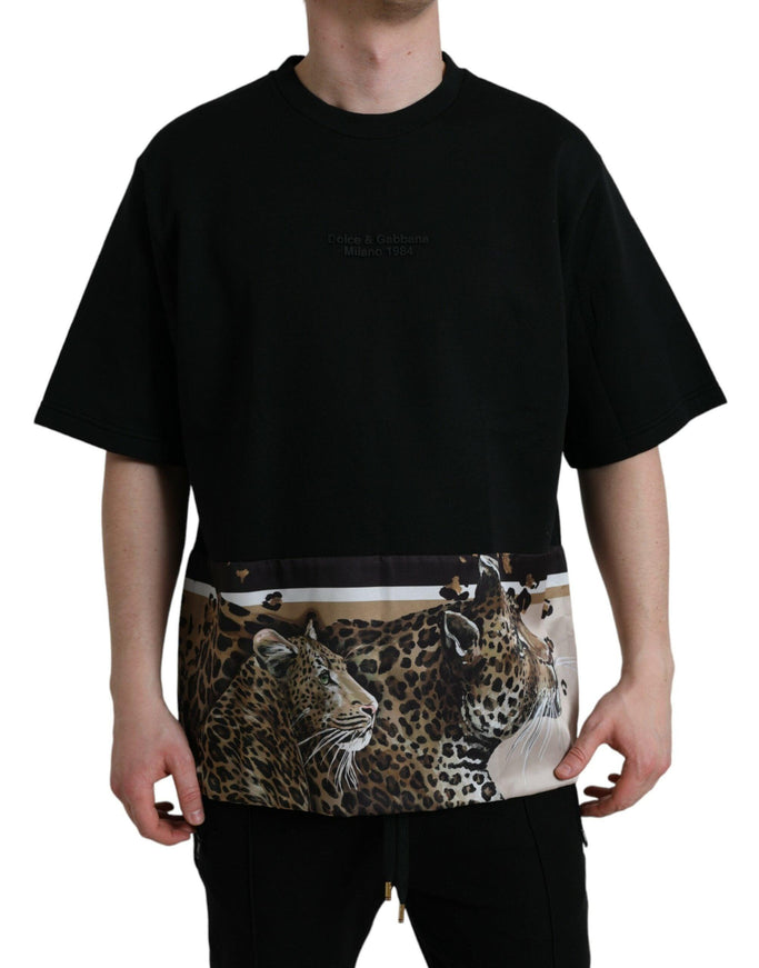 Dolce & Gabbana Black Leopard Print Crew Neck T-Shirt - Ellie Belle