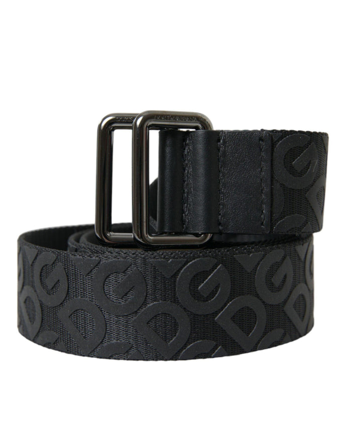 Dolce & Gabbana Black Logomania Leather Metal Buckle Belt - Ellie Belle