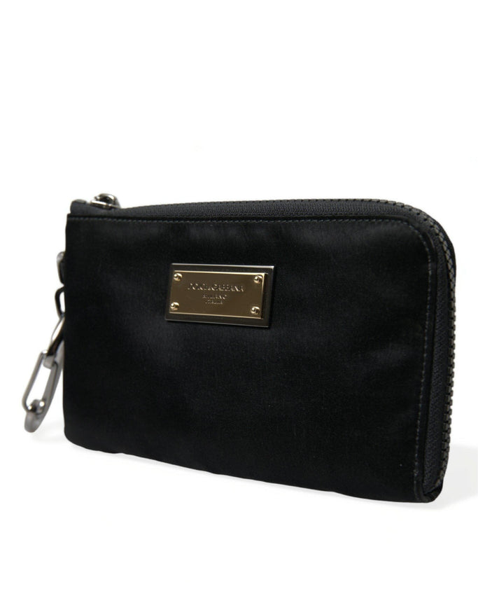 Dolce & Gabbana Black Nylon Logo Plaque Keyring Pouch Clutch Bag - Ellie Belle