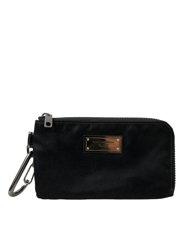 Dolce & Gabbana Black Nylon Logo Plaque Keyring Pouch Clutch Bags - Ellie Belle