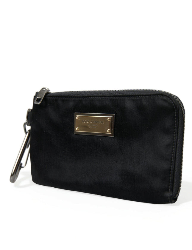 Dolce & Gabbana Black Nylon Logo Plaque Keyring Pouch Clutch Bags - Ellie Belle
