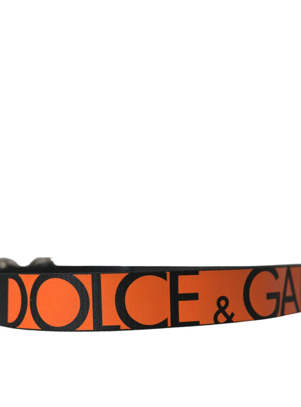 Dolce & Gabbana Black Orange Leather DG Metal Buckle Belt - Ellie Belle