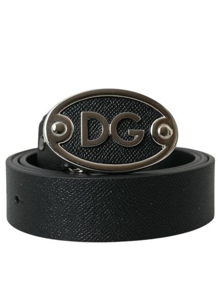 Dolce & Gabbana Black Oval Logo Buckle Belt Men - Ellie Belle