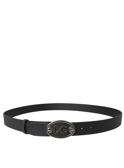 Dolce & Gabbana Black Oval Logo Buckle Belt Men - Ellie Belle