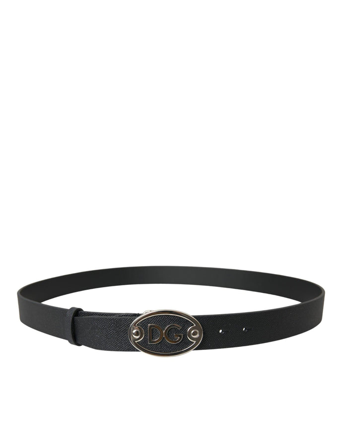 Dolce & Gabbana Black Oval Logo Buckle Belt Men - Ellie Belle