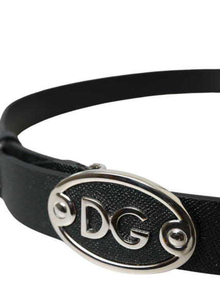 Dolce & Gabbana Black Oval Logo Buckle Belt Men - Ellie Belle
