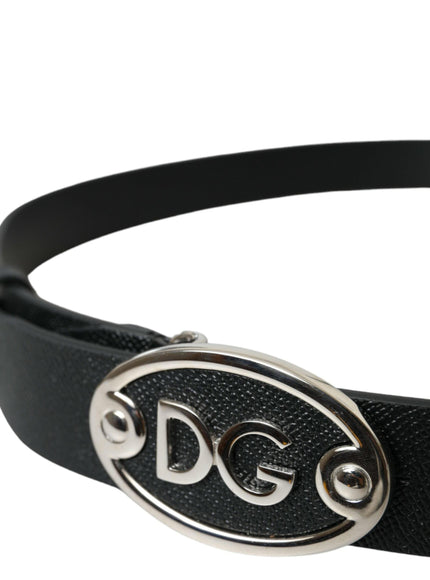 Dolce & Gabbana Black Oval Logo Buckle Belt Men - Ellie Belle