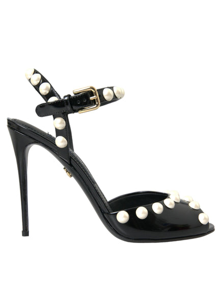 Dolce & Gabbana Black Pearl Embellished Sandals - Ellie Belle