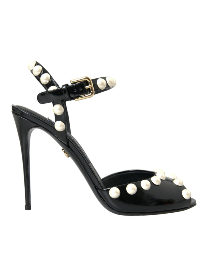 Dolce & Gabbana Black Pearl Embellished Sandals - Ellie Belle