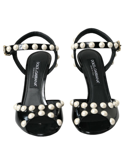 Dolce & Gabbana Black Pearl Embellished Sandals - Ellie Belle