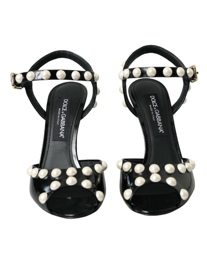 Dolce & Gabbana Black Pearl Embellished Sandals - Ellie Belle