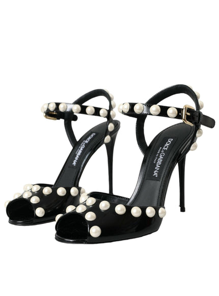 Dolce & Gabbana Black Pearl Embellished Sandals - Ellie Belle