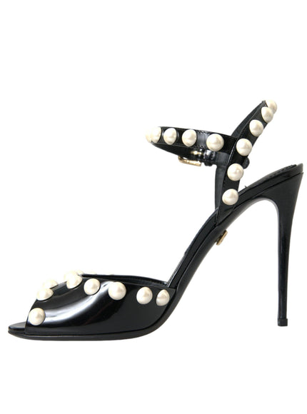 Dolce & Gabbana Black Pearl Embellished Sandals - Ellie Belle