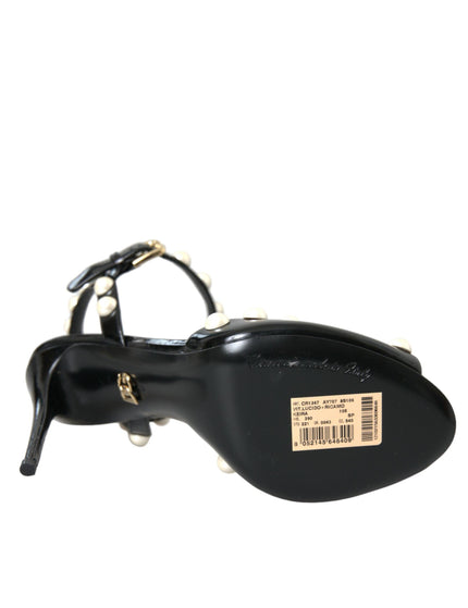 Dolce & Gabbana Black Pearl Embellished Sandals - Ellie Belle