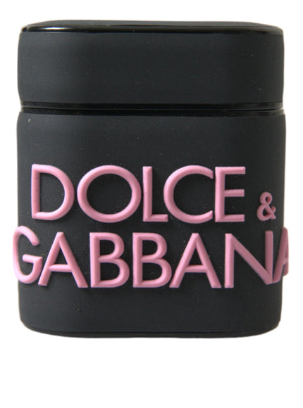 Dolce & Gabbana Black Pink Silicone Embossed Logo Airpods Case - Ellie Belle