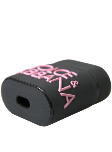 Dolce & Gabbana Black Pink Silicone Embossed Logo Airpods Case - Ellie Belle