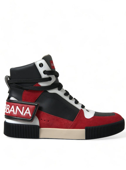 Dolce & Gabbana Black Red Leather High Top Miami Sneakers Shoes - Ellie Belle