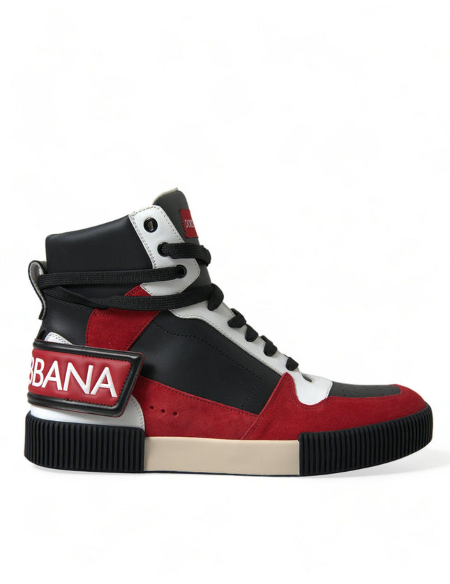 Dolce & Gabbana Black Red Leather High Top Miami Sneakers Shoes - Ellie Belle